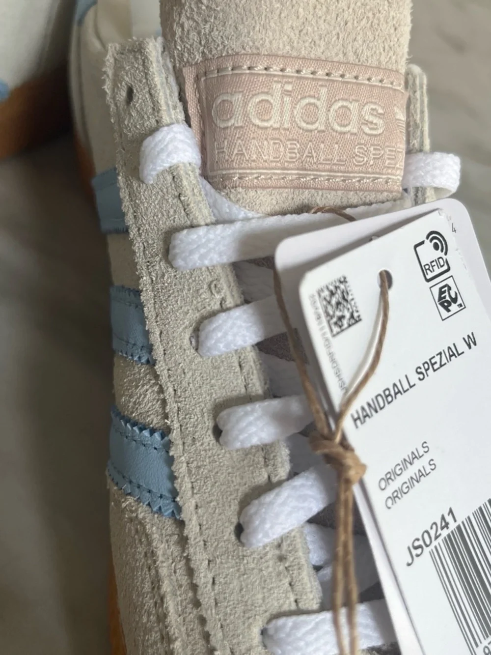 adidas Handball Spezial Sneakers in Light Blue and Cream Suede